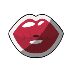 Female mouth cartoon icon. Lips expression character and caricature theme. Isolated design. Vector illustration