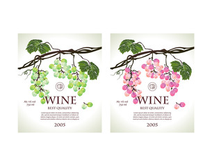 Set of conceptual labels for white and rose wine