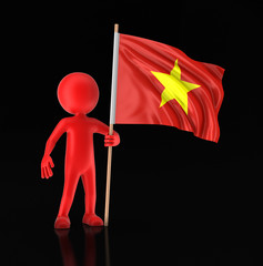 Man and Vietnamese flag. Image with clipping path