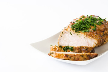 Roasted pork isolated on white background
