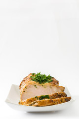 Roasted pork isolated on white background
