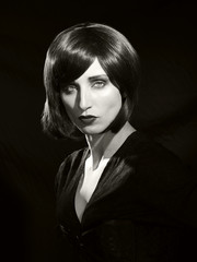 Black and white classic Hollywood style glamour portrait from th