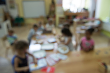 Blur abstract background of kindergarten classroom