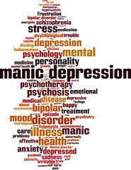 Manic depression word cloud concept. Vector illustration