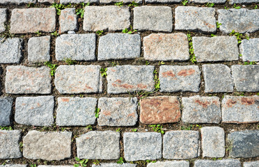 Cobbled stone road background photo