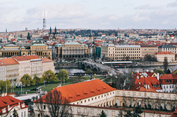 Fototapeta na wymiar View on Prague cityscape from top