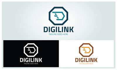 Digi link logo design template ,Letter D logo design concept ,Vector illustration