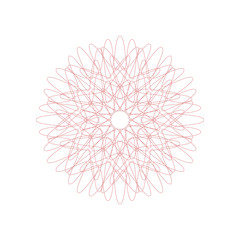 Guilloche decorative rosette element. Digital watermark. It can be used as a protective layer for certificate, voucher, banknote, money design, currency, note, check, ticket, reward etc.
