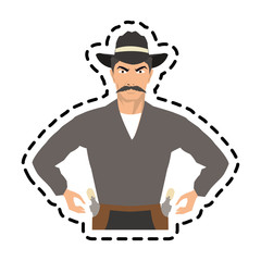 Cowboy cartoon icon. Man sheriff pop art and comic theme. Isolated design. Vector illustration