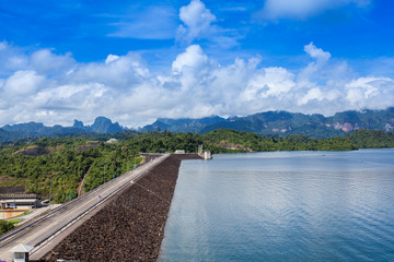 Landscape in Thailand Surat Tani. Ratchaprapha Dam.
