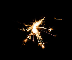 Christmas bengal fire isolated on black background