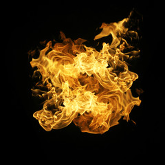 Fire flames collection isolated on black background