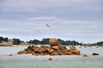 Paysage de bord de mer sur la côte bretonne 