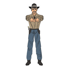 Cowboy cartoon icon. Man sheriff pop art and comic theme. Isolated design. Vector illustration