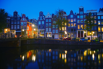 Amsterdam city view with canals