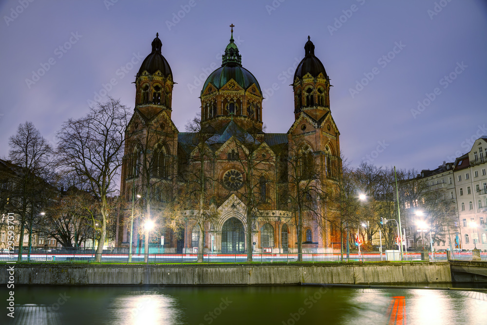 Poster St. Luke Church (Lukaskirche) in Munich, Germany