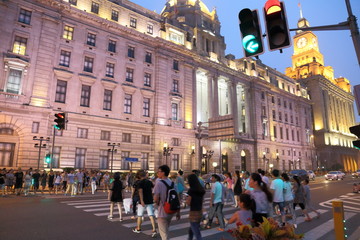 Obraz premium Shanghai, China - July 13 2015 , Shanghai Bund nightscape