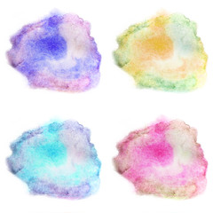 Set of watercolor elements, isolated on white, for trendy design. Bright watercolor spots.