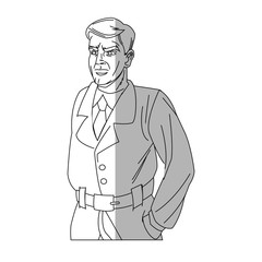 Inspector man cartoon icon. Comic character and caricature theme. Isolated design. Vector illustration