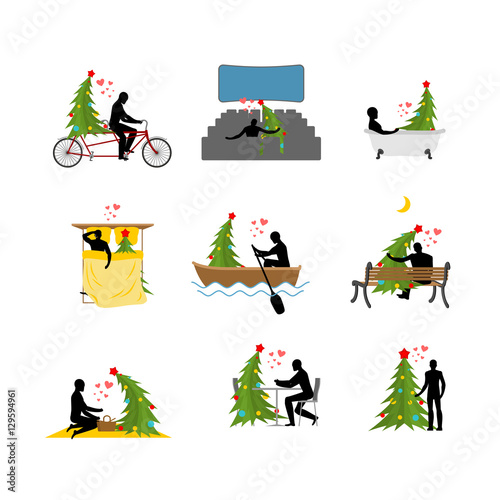 &quot;Love for Christmas tree collection. Lover Christmas set. Man and