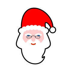 Obraz na płótnie Canvas Santa face isolated. Beard and mustache. Red Hat. Christmas icon