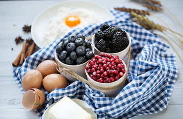 Cooking. Ingredients. Baking with fresh berries.