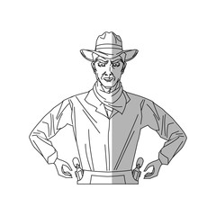 Cowboy cartoon icon. Man sheriff pop art and comic theme. Isolated design. Vector illustration