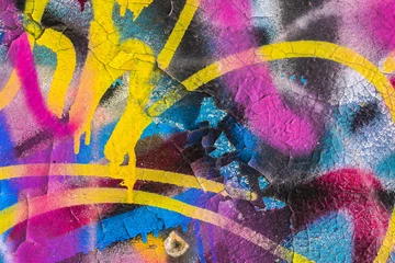 Photo sur Plexiglas Graffiti Fragment d& 39 un mur avec des graffitis. Abstrait