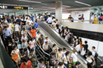 Underground passage crowded people