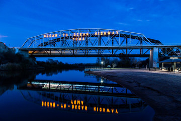 Ocean to Ocean bridge blue with reflection