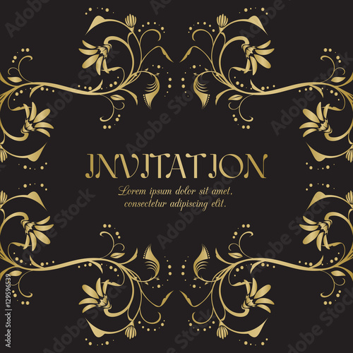 "Invitation card with floral decor" Stock image and royalty-free vector