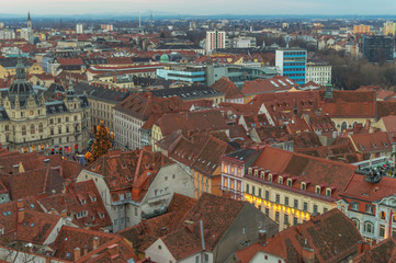 Fototapeta na wymiar Stadt Graz Panorama im Advent