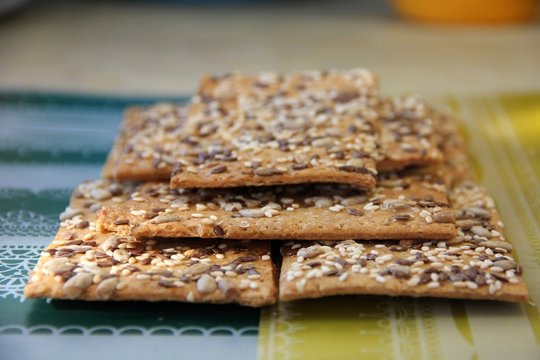 grain bread with sunflower seeds and sesame seeds