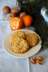 Homemade oatmeal cookies, baked in the New Year's holidays..