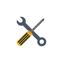 Screwdriver and wrench icon. Construction tool repair work and restoration theme. Isolated design. Vector illustration