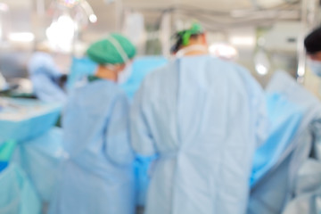 Operating theatre during surgery, unfocused background