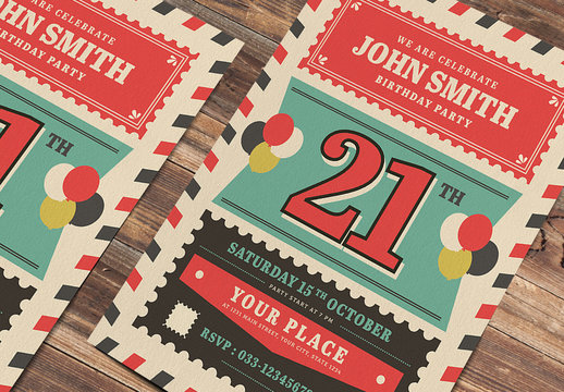 Retro Style Birthday Invitation Layout