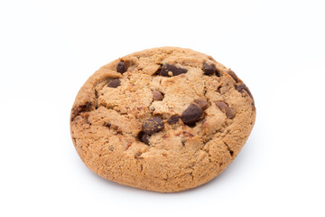 Chocolate chip cookies isolated on white background.