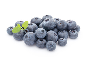 Group of fresh juisy blueberries isolated on white background.