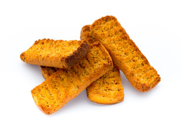Crumbs of bread croutons. Eco food.