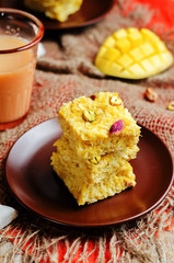Mango Coconut Burfi. Indian sweets