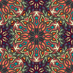 Ornate floral seamless texture, endless pattern with vintage mandala elements.