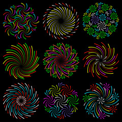 Set or colorful fireworks. Good for party and holiday events, invitation cards, banners, etc. Vector illustration.