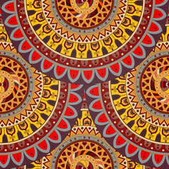 Ornate floral seamless texture, endless pattern with vintage mandala elements.