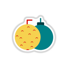 Vector illustration in paper sticker style Christmas balls
