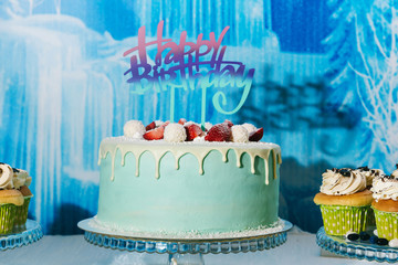 cake for kids birthday with fruit