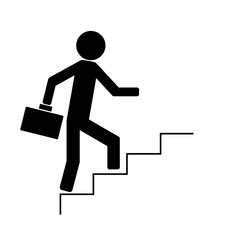 man climbing the stairs, icon, vector illustration