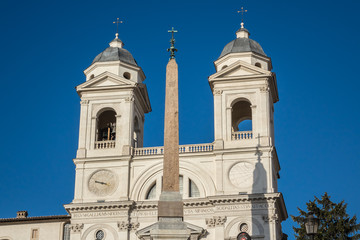 Fototapeta na wymiar Santissima Trinita dei Monti - French church (1585) Rome, Italy.