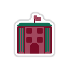ancient columns Vector illustration in paper sticker style Architecture building and columns with flag