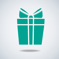 Vector gift box icon. Present concept. Flat style vector illustration isolated on white background.
